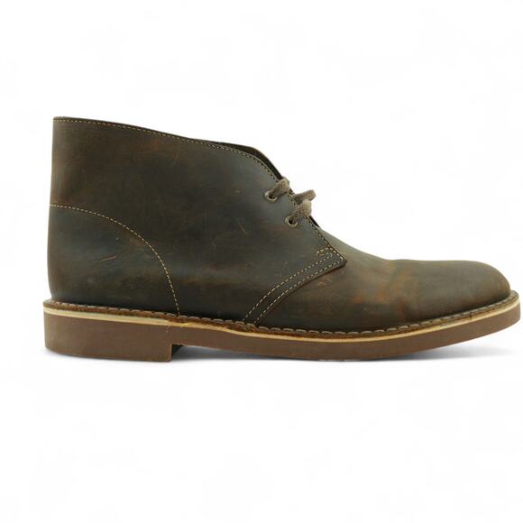 Clarks Chukka Boots Mens 10.5M Brown Leather Bushacre 2 Desert 15522 - Picture 1 of 12